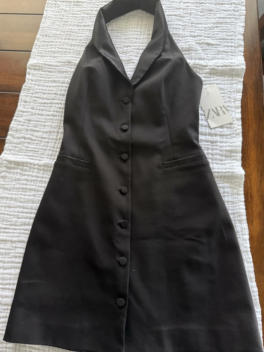 Zara Halter Mini Blazer Dress Black Medium